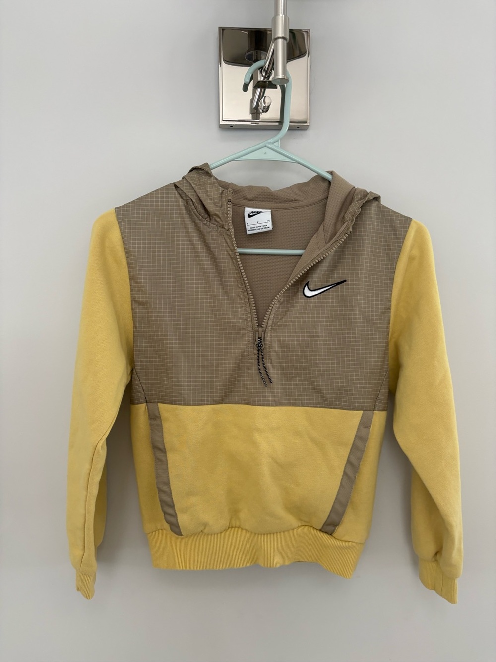 Nike Yellow and Tan Kids Quarter-Zip Hoodie
